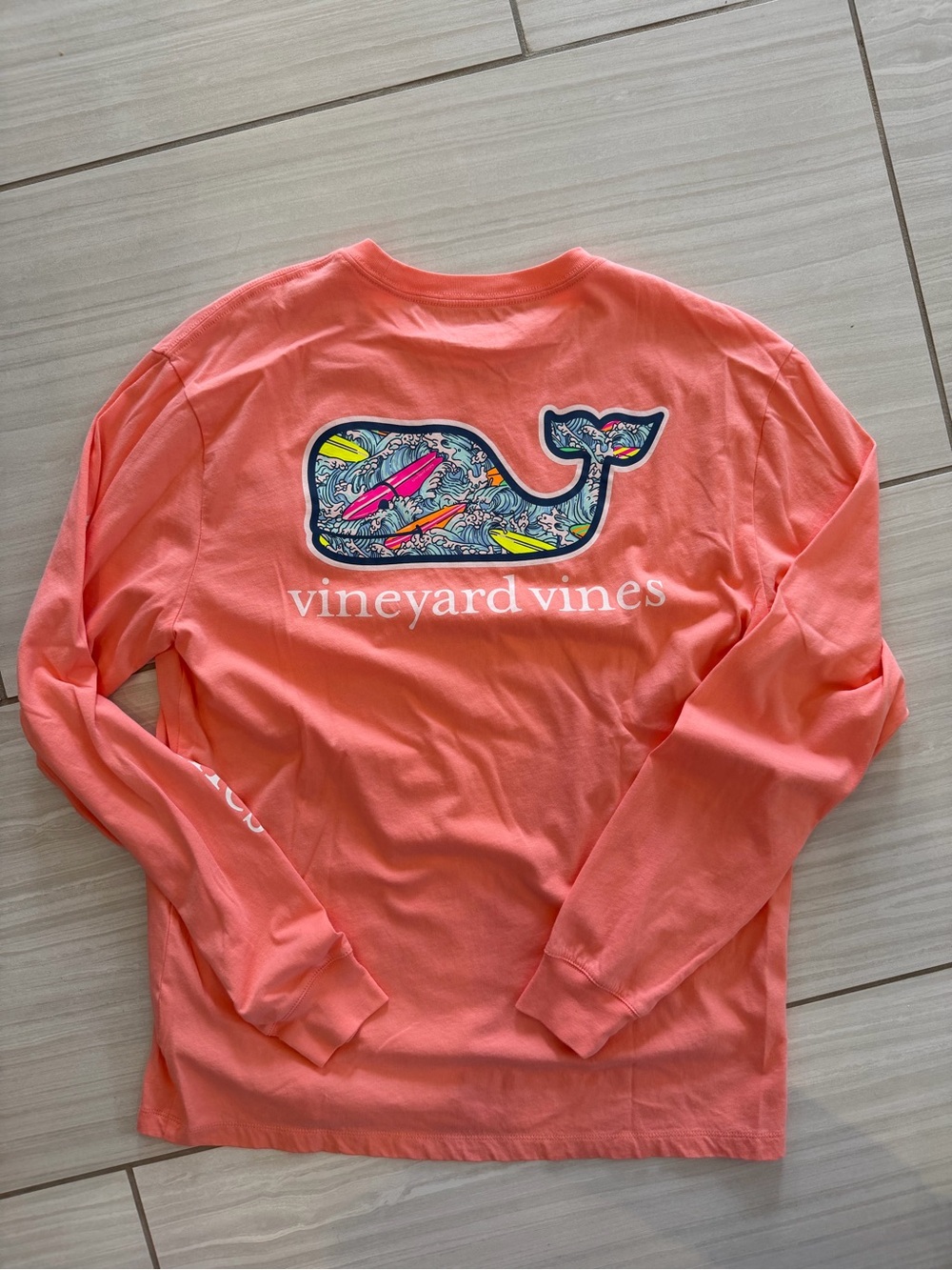 Vineyard Vines Coral Long-Sleeve Whale Graphic Tee